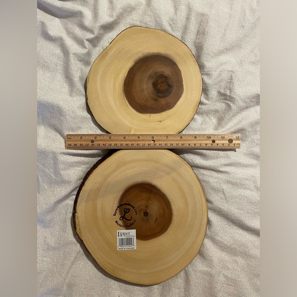 2 pieces Lipper International Acacia Bark Slab Board for cheese.  1”thick.